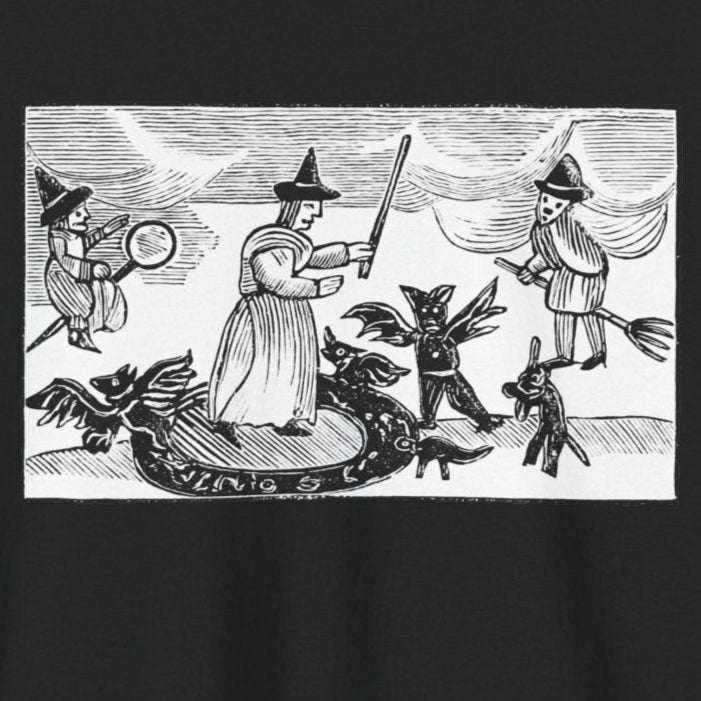 Vintage Witch's Circle Woodcut T-Shirt - Gothic Occult Witchcraft Print Tee, Cotton Shirt, Witchy Tee, Halloween Shirt, Occult Clothing