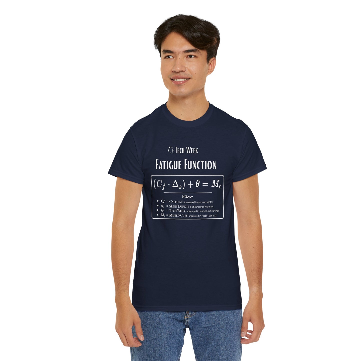Theatre Math - Tech Week Fatigue Function | Funny Stage Manager Shirt | Theater Math Humor Tee | Scientific Theater Collection