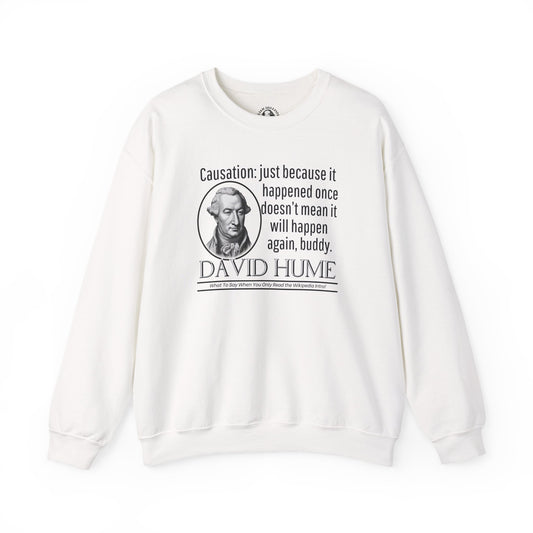 David Hume sweatshirt - Funny Philosophy Parody - Just Because It Happened Once Doesnt Mean Itll Happen Again, Buddy
