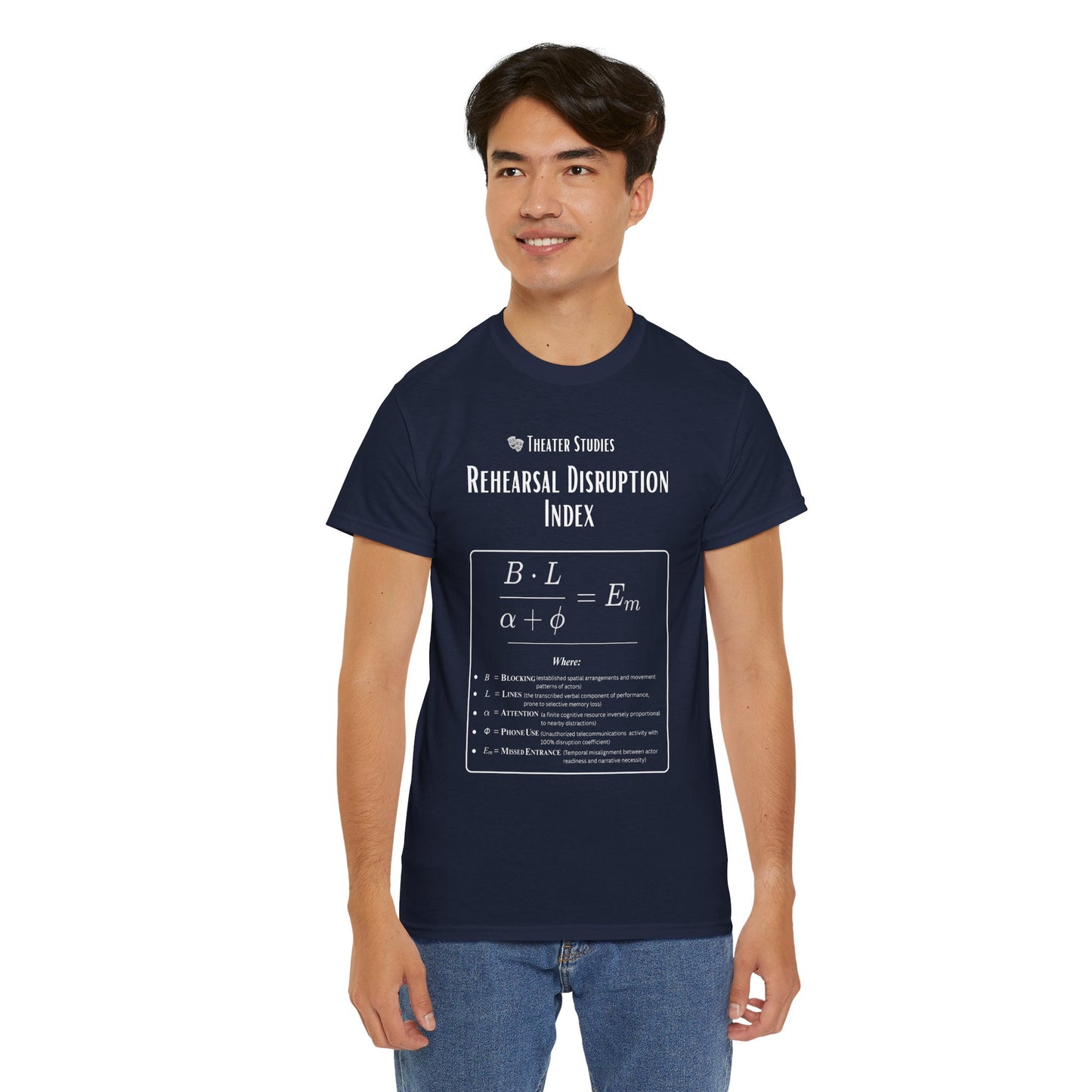 Theatre Math - Rehearsal Disruption Index | Funny Theater Rehearsal Shirt | Stage Humor Tee | Scientific Theater Collection