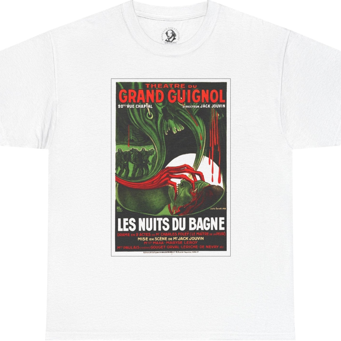 Halloween Shirt - Les Nuits Du Bagne - Vintage Horror Tee Inspired by Grand Guignol Theater Posters, Spooky Gothic Graphic T-Shirt