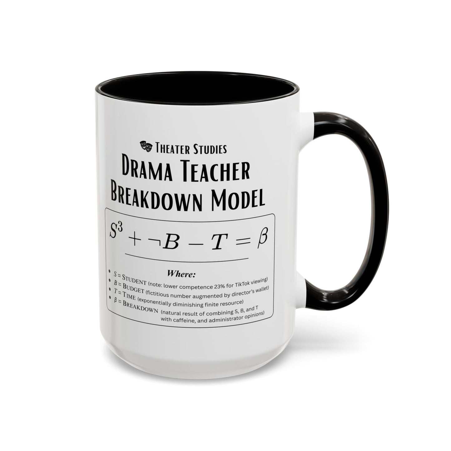 Theatre Math - Drama Teacher Breakdown Formula Mug - Funny Theater Science Joke Coffee Cup for Directors & Educators (11oz / 15oz)