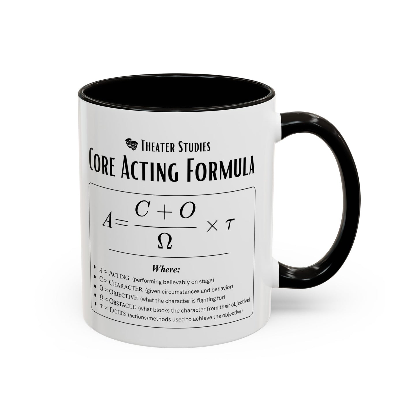 Theatre Math - Core Acting Formula Mug - Funny Theater Science Coffee Cup for Directors & Educators (11oz / 15oz)
