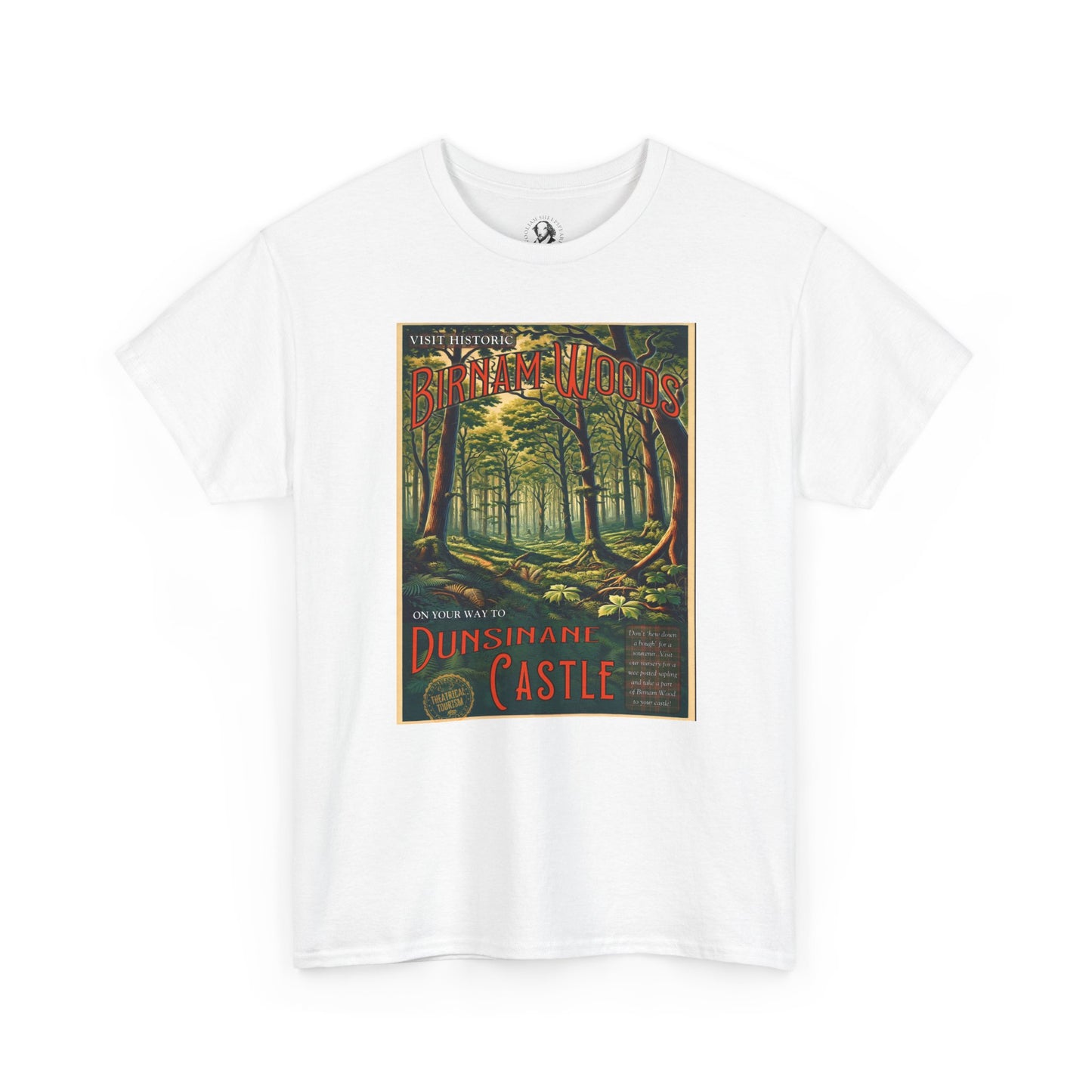 Birnam Woods Macbeth T-Shirt - Funny Shakespeare Parody Travel Poster Tee, Literary Gift for Theatre Lovers & English Majors