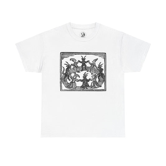 Vintage Dancing Witches Woodcut T-Shirt - Gothic Occult Witchcraft Print Tee, Unisex Tee, Witchy Tee, Halloween Shirt, Occult Clothing