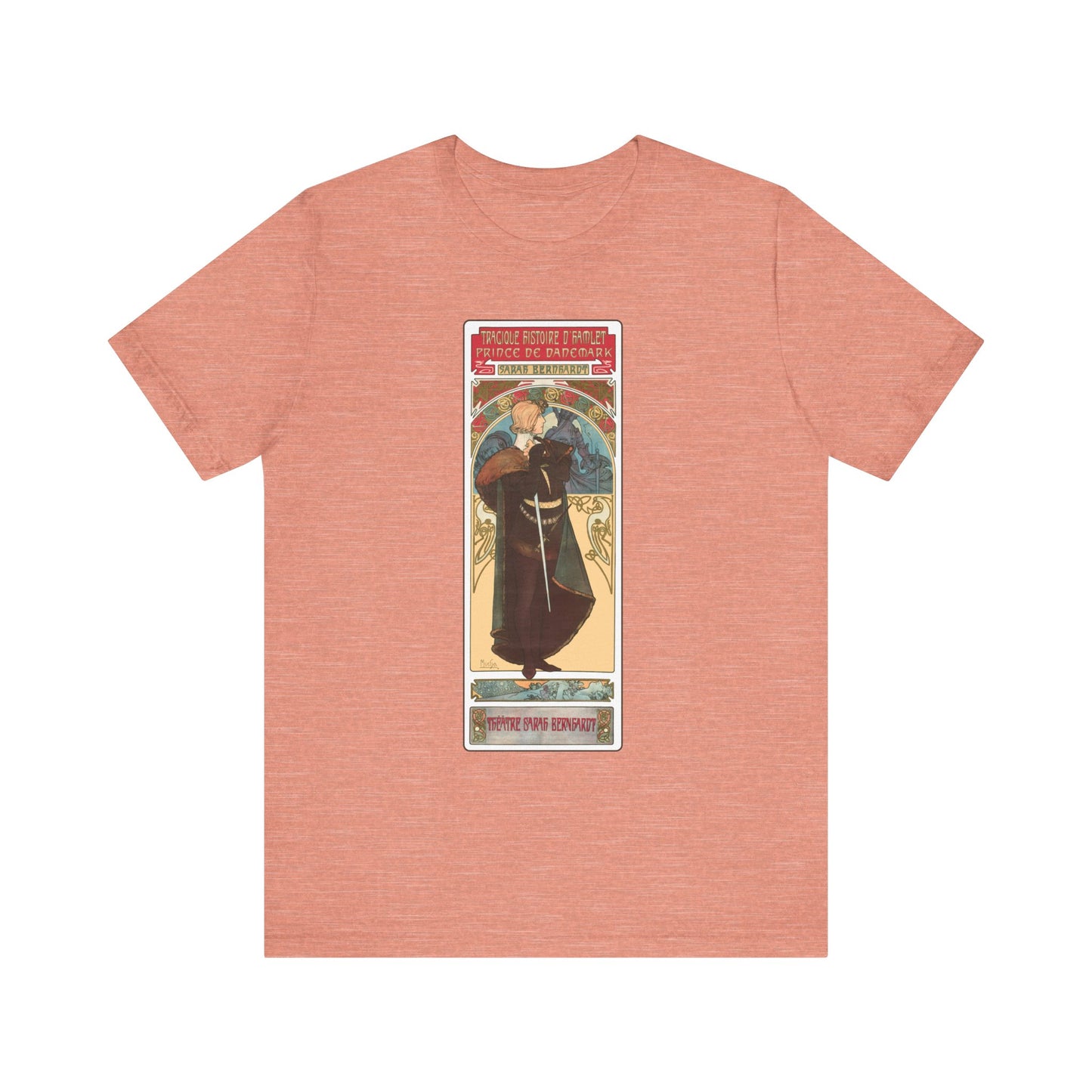 Sarah Bernhardt Hamlet T-Shirt - Alphonse Mucha Art Nouveau Design | Bella+Canvas 3001 | Limited Edition Tee | Free Shipping