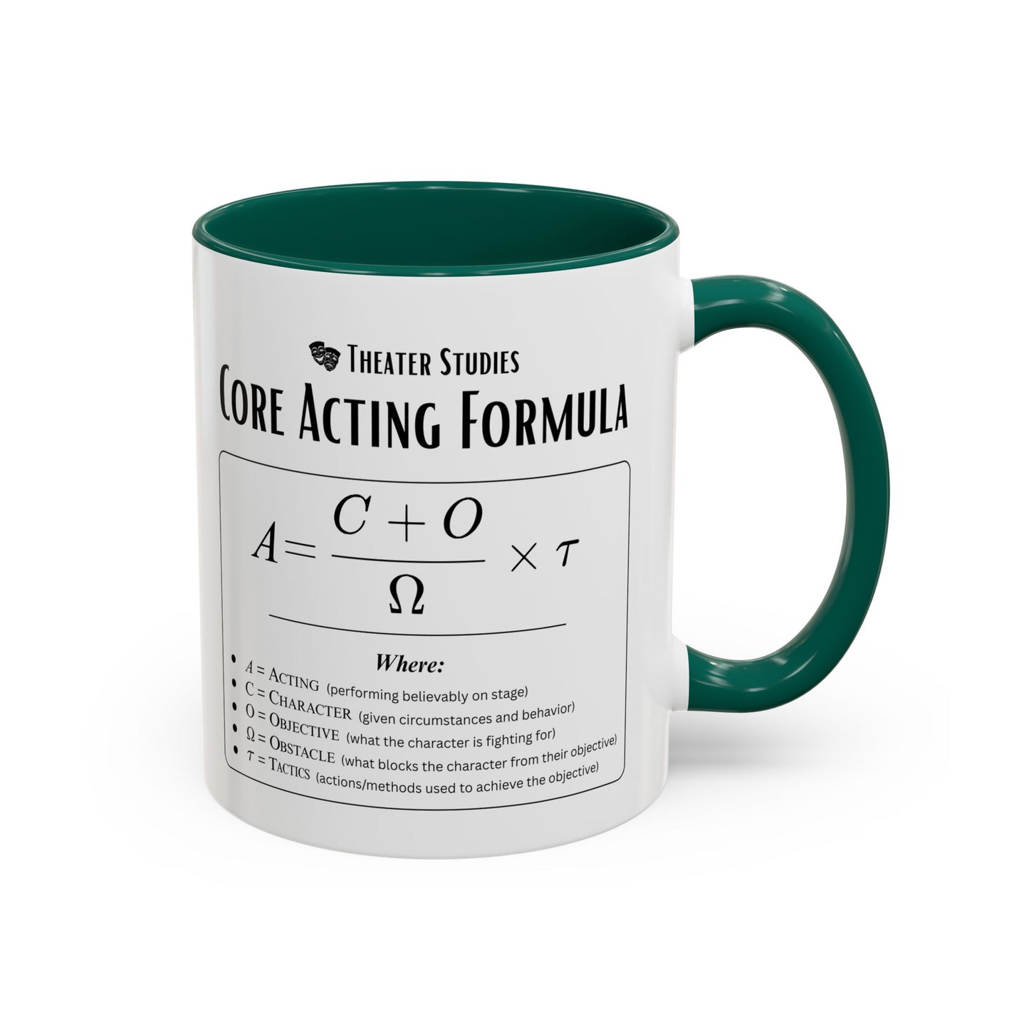 Theatre Math - Core Acting Formula Mug - Funny Theater Science Coffee Cup for Directors & Educators (11oz / 15oz)