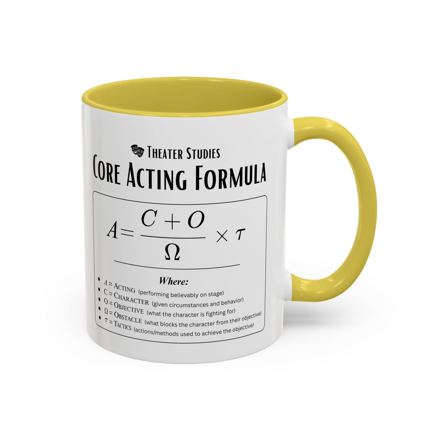 Theatre Math - Core Acting Formula Mug - Funny Theater Science Coffee Cup for Directors & Educators (11oz / 15oz)