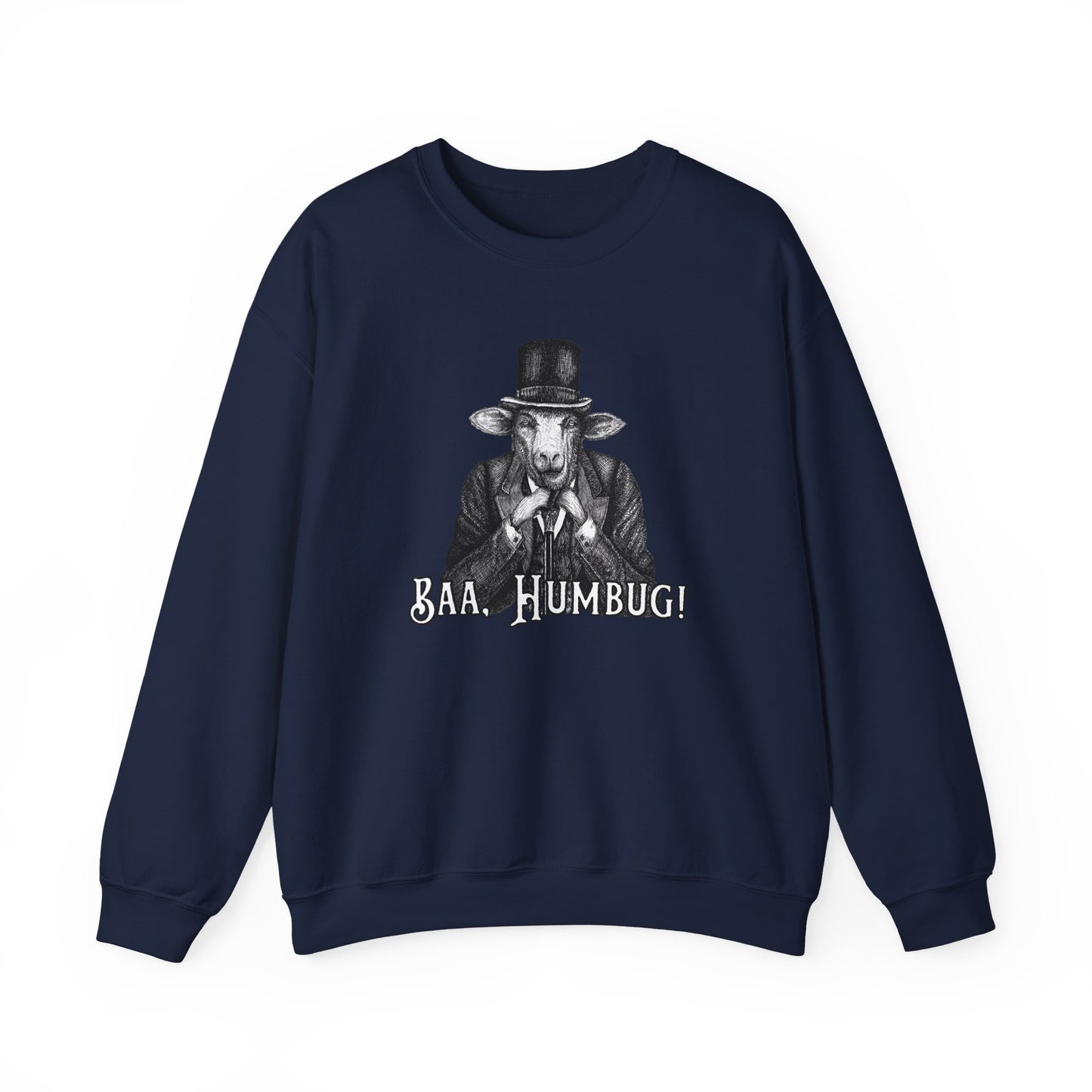 Baa, Humbug Scrooge Twist Crewneck Sweatshirt - Funny Christmas Unisex Jumper, Xmas Gift, Holiday Apparel, Novelty Clothing, Winter Top