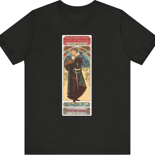 Sarah Bernhardt Hamlet T-Shirt - Alphonse Mucha Art Nouveau Design | Bella+Canvas 3001 | Limited Edition Tee | Free Shipping