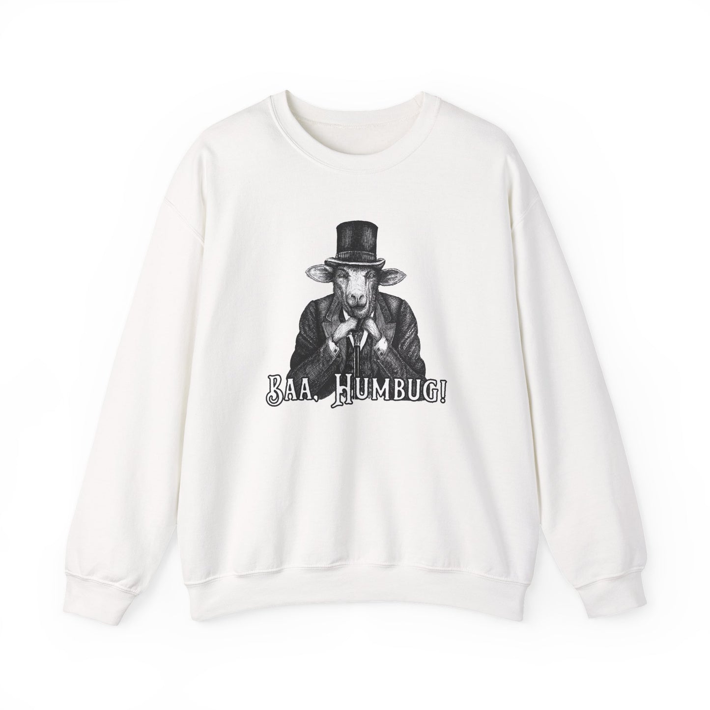 Baa, Humbug Scrooge Twist Crewneck Sweatshirt - Funny Christmas Unisex Jumper, Xmas Gift, Holiday Apparel, Novelty Clothing, Winter Top