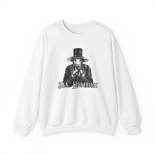 Baa, Humbug Scrooge Twist Crewneck Sweatshirt - Funny Christmas Unisex Jumper, Xmas Gift, Holiday Apparel, Novelty Clothing, Winter Top