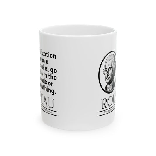 Rousseau, Ceramic Mug - Philosophical Tribute, Funny Coffee Cup, Gift for Thinkers, Birthday Present, Kitchen Decor