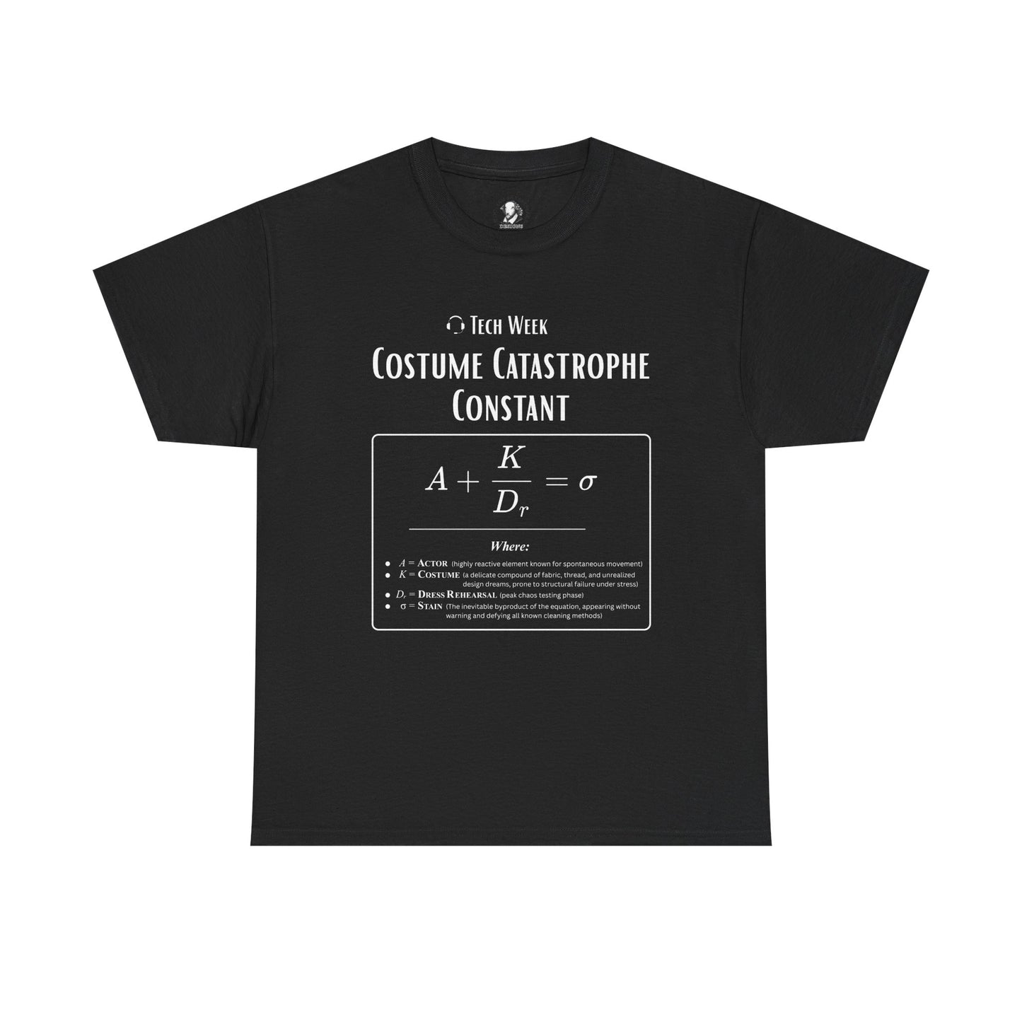 Theatre Math - Costume Catastrophe Constant | Funny Theater Shirt | Scientific Theater Collection | Drama Teacher or Costume Crew Gift