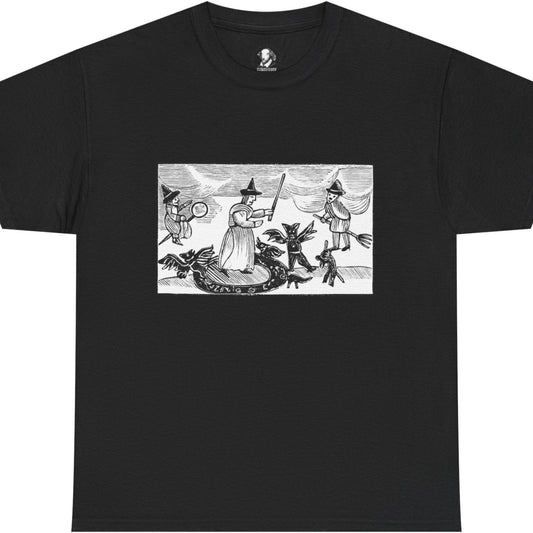 Vintage Witch's Circle Woodcut T-Shirt - Gothic Occult Witchcraft Print Tee, Cotton Shirt, Witchy Tee, Halloween Shirt, Occult Clothing