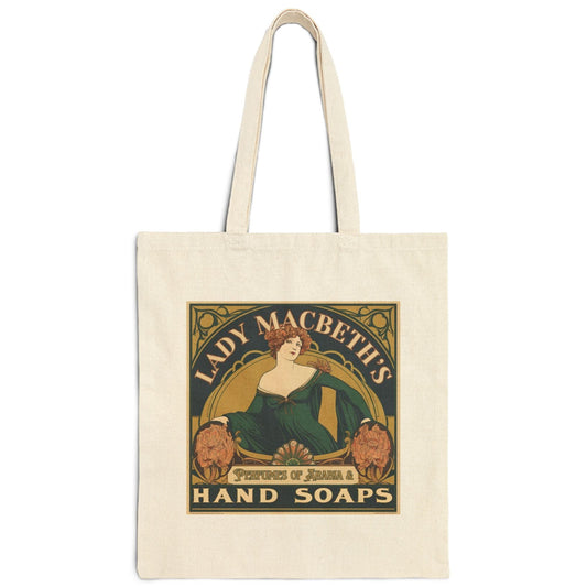 Lady Macbeth's Hand Soaps Tote Bag - 100% Cotton Canvas, Black or Natural - Shakespeare Theater Gift