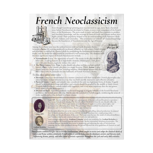 French Literature Wall Art, World Literature Print, Classroom, Classical Literature Poster, Theater Decor, French Neoclassicism