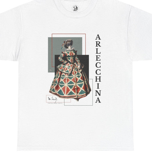 Arlecchina Commedia dell'Arte T-Shirt - Maurice Sand Vintage Theater Costume Tee - Renaissance Comedy Character Shirt