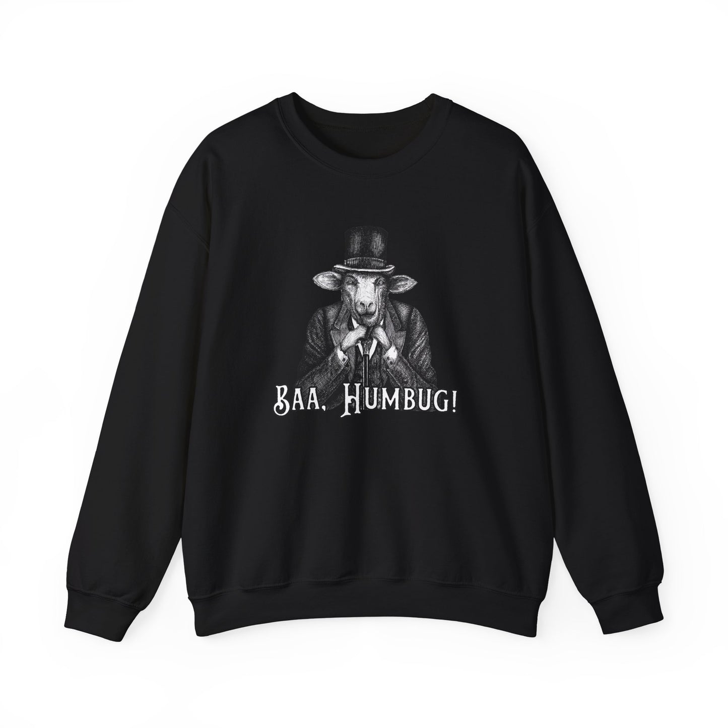 Baa, Humbug Scrooge Twist Crewneck Sweatshirt - Funny Christmas Unisex Jumper, Xmas Gift, Holiday Apparel, Novelty Clothing, Winter Top