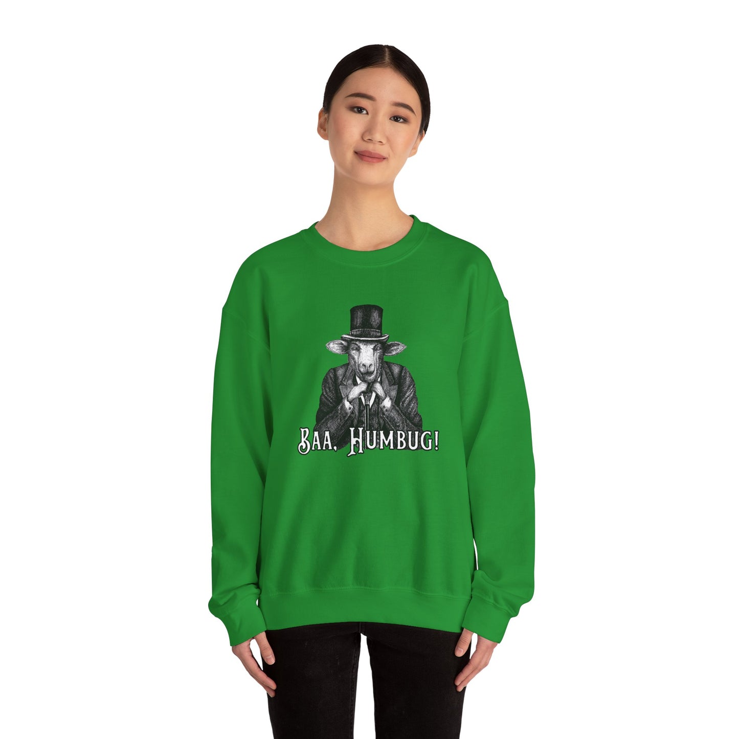 Baa, Humbug Scrooge Twist Crewneck Sweatshirt - Funny Christmas Unisex Jumper, Xmas Gift, Holiday Apparel, Novelty Clothing, Winter Top