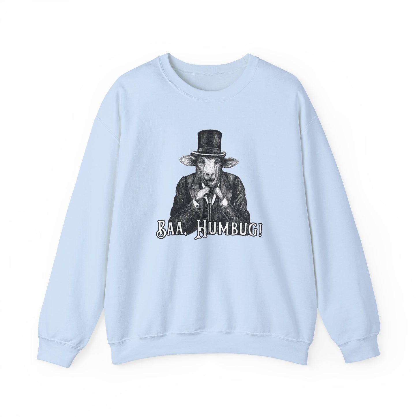 Baa, Humbug Scrooge Twist Crewneck Sweatshirt - Funny Christmas Unisex Jumper, Xmas Gift, Holiday Apparel, Novelty Clothing, Winter Top