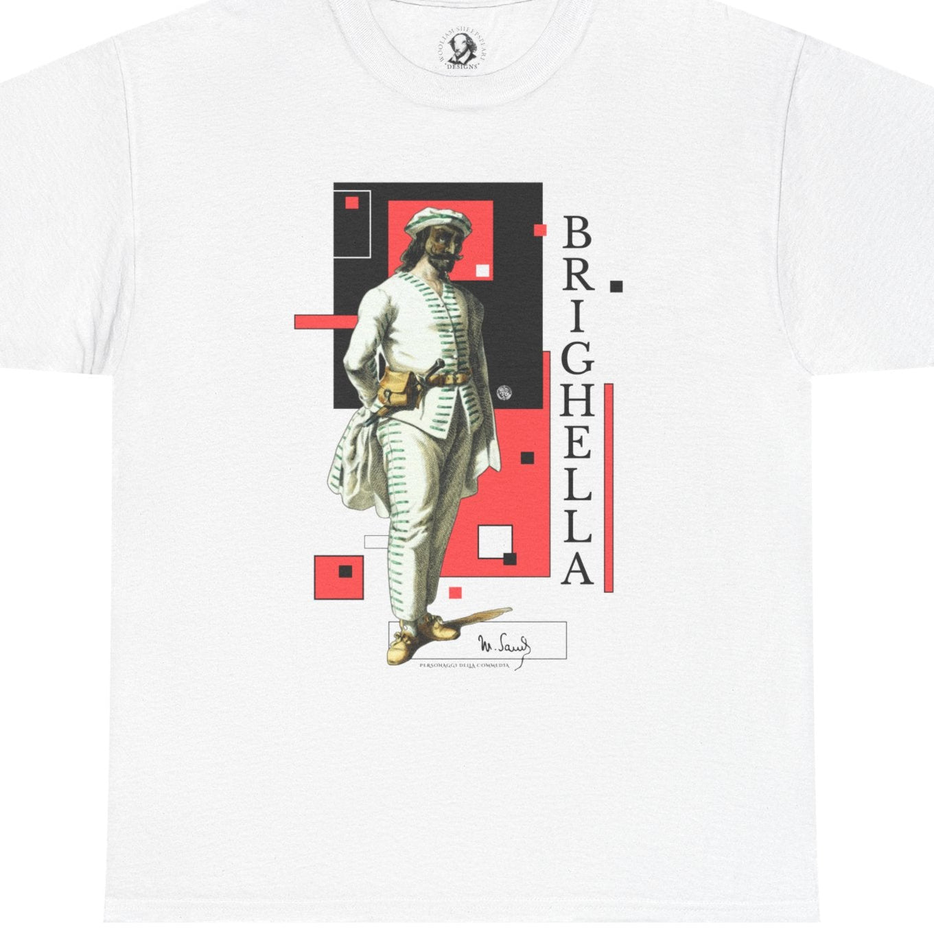 Brighella Commedia dell'Arte T-Shirt - Maurice Sand Vintage Theater Character Tee