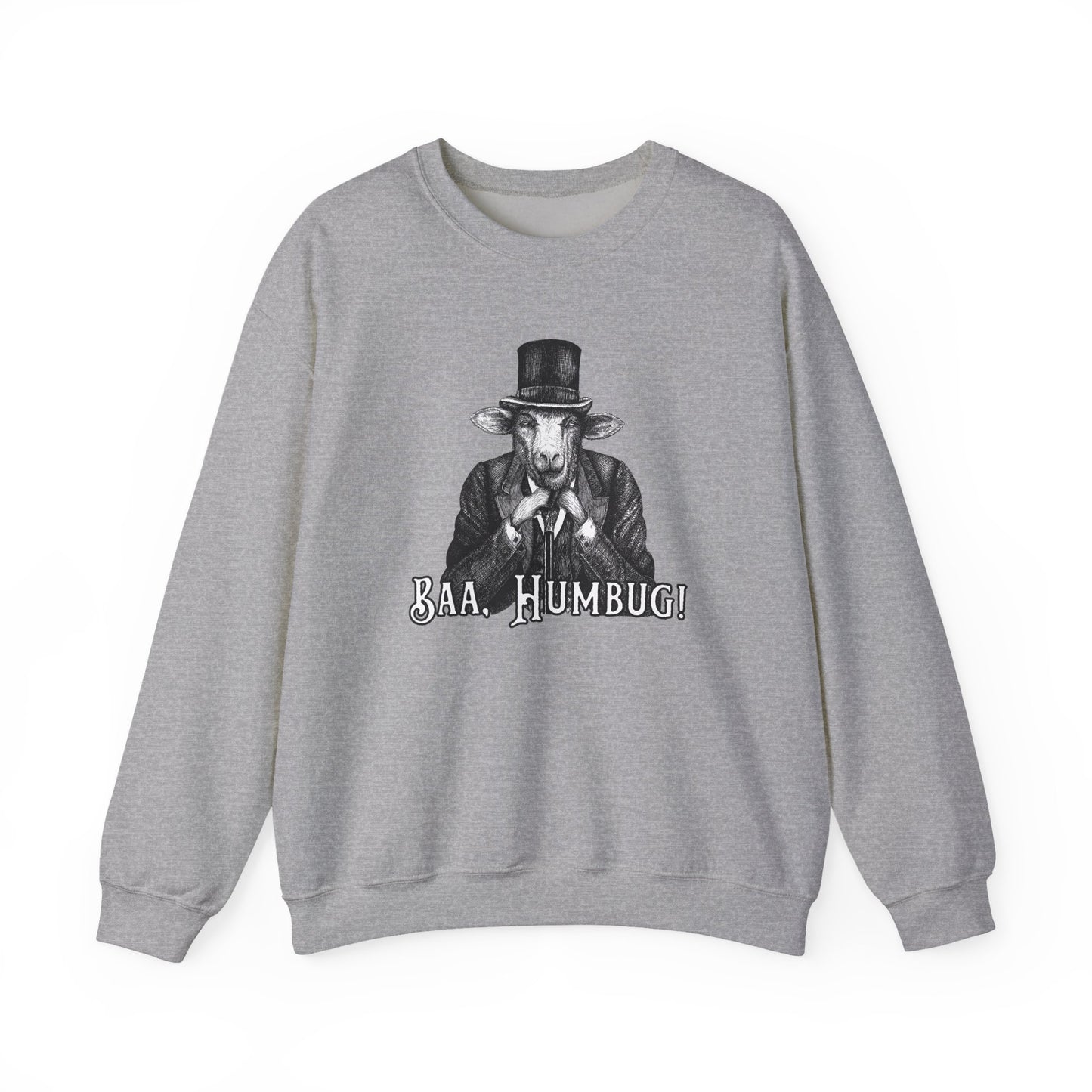 Baa, Humbug Scrooge Twist Crewneck Sweatshirt - Funny Christmas Unisex Jumper, Xmas Gift, Holiday Apparel, Novelty Clothing, Winter Top