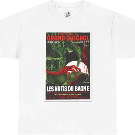 Halloween Shirt - Les Nuits Du Bagne - Vintage Horror Tee Inspired by Grand Guignol Theater Posters, Spooky Gothic Graphic T-Shirt