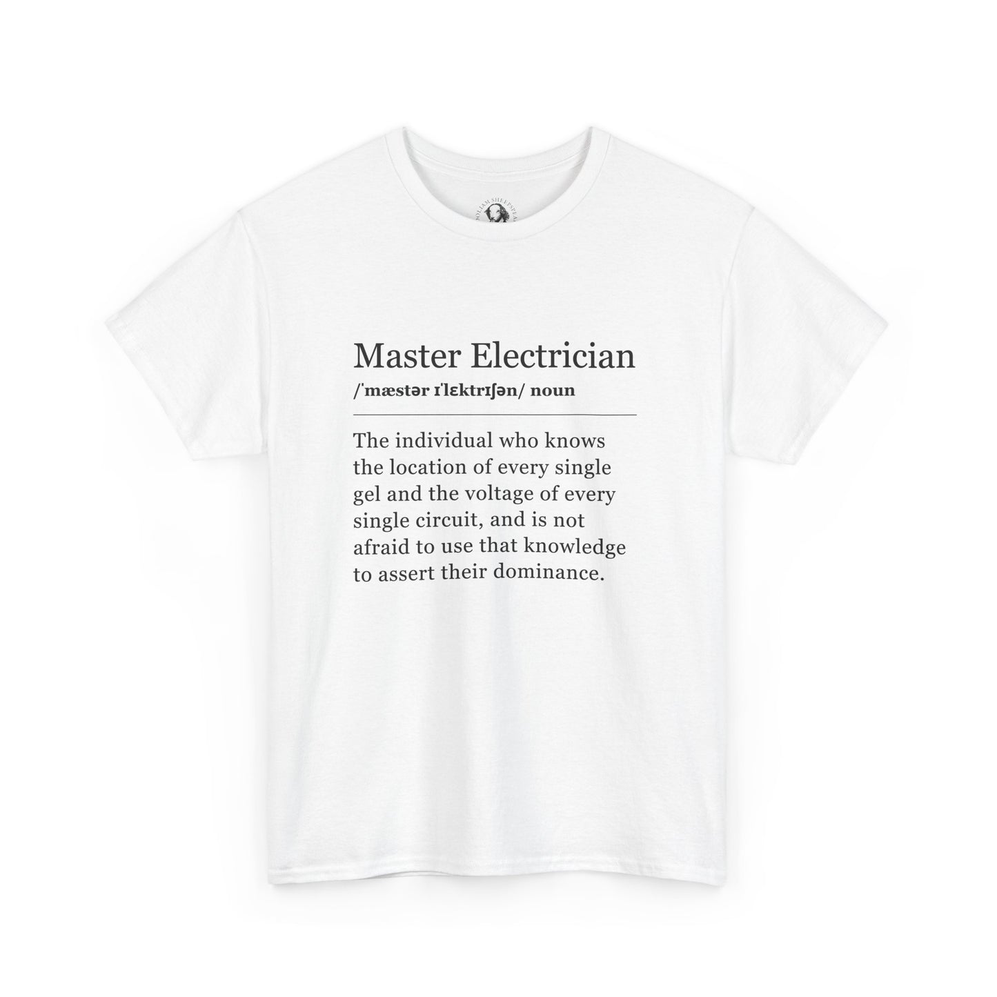 Theater Definitions: Master Electrician  - Funny Theater T-Shirt, Gift for Lighting Wizards, Theater Lover Gift, Drama Teacher Tee