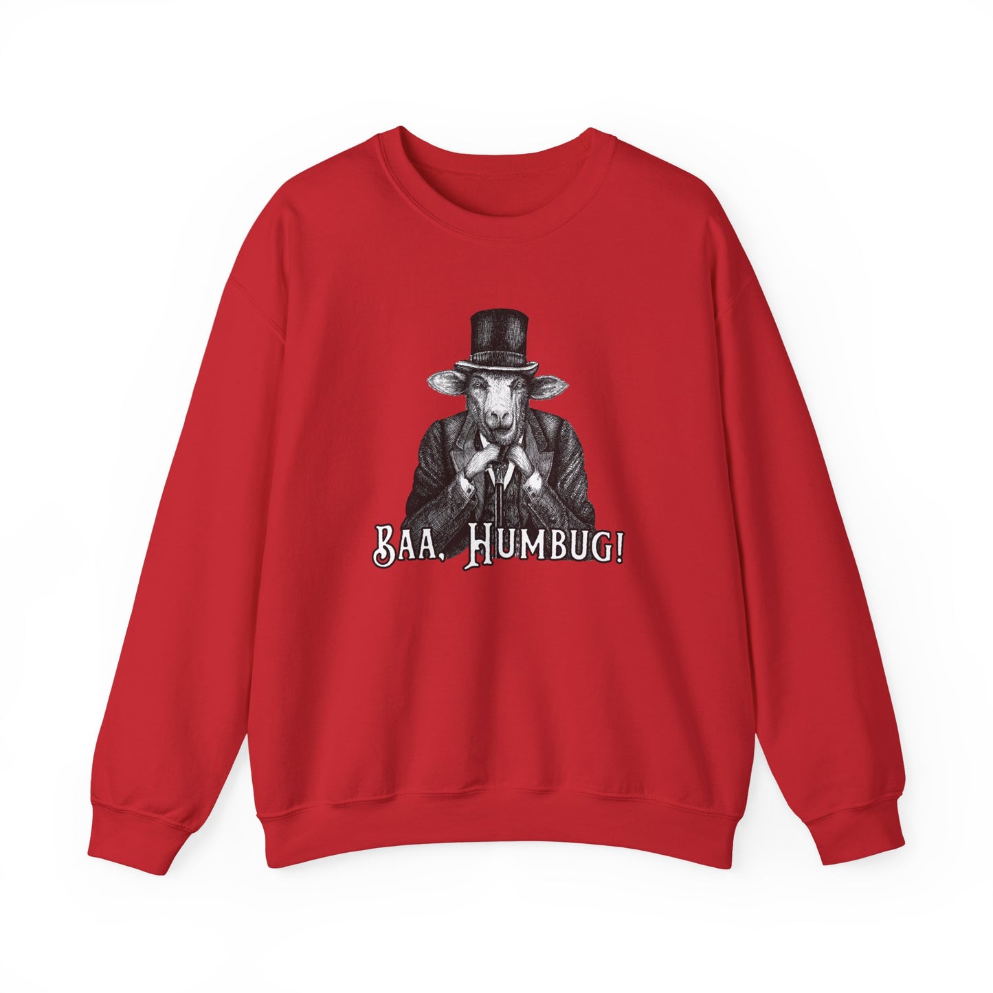 Baa, Humbug Scrooge Twist Crewneck Sweatshirt - Funny Christmas Unisex Jumper, Xmas Gift, Holiday Apparel, Novelty Clothing, Winter Top